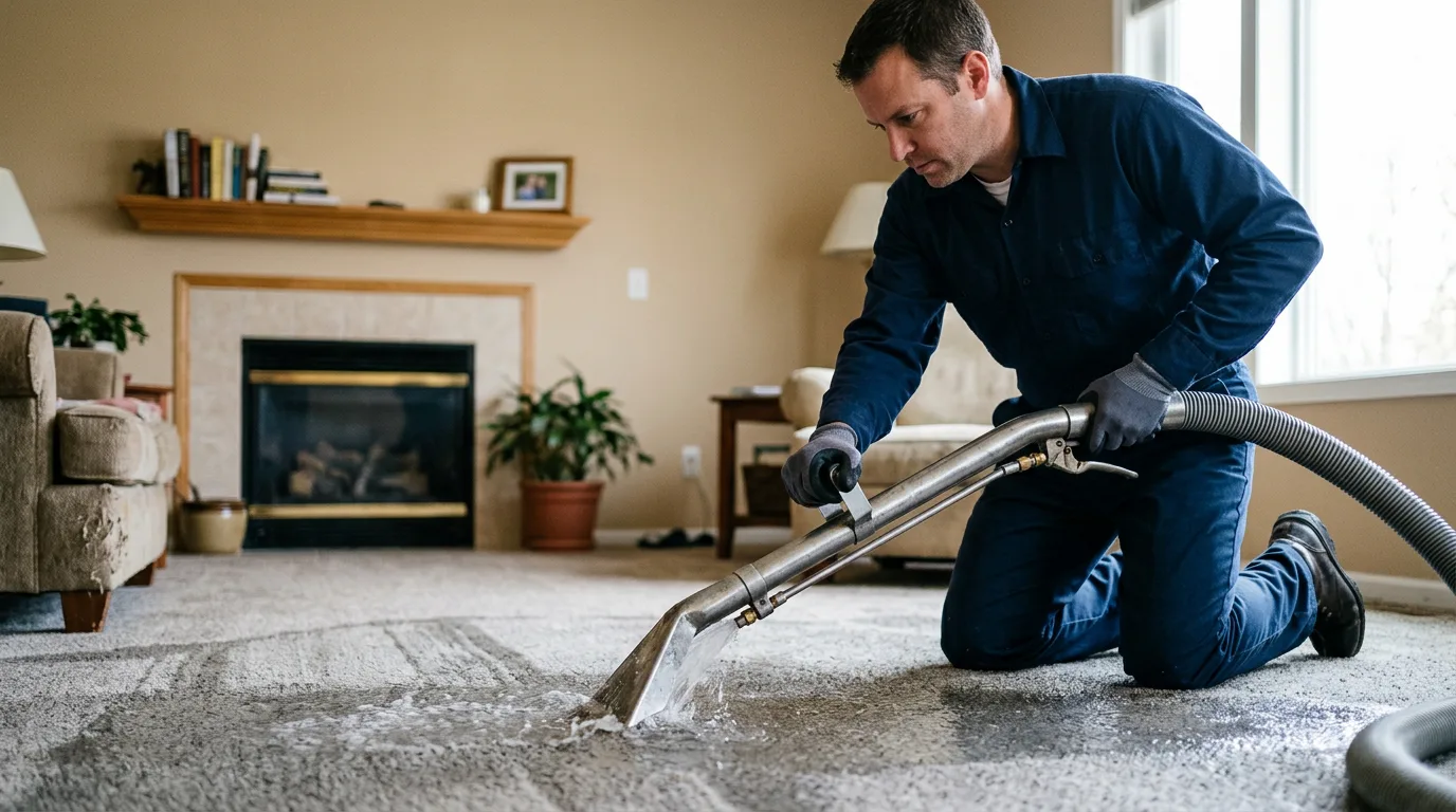 Water damage restoration technician working near Bellows Falls, VT